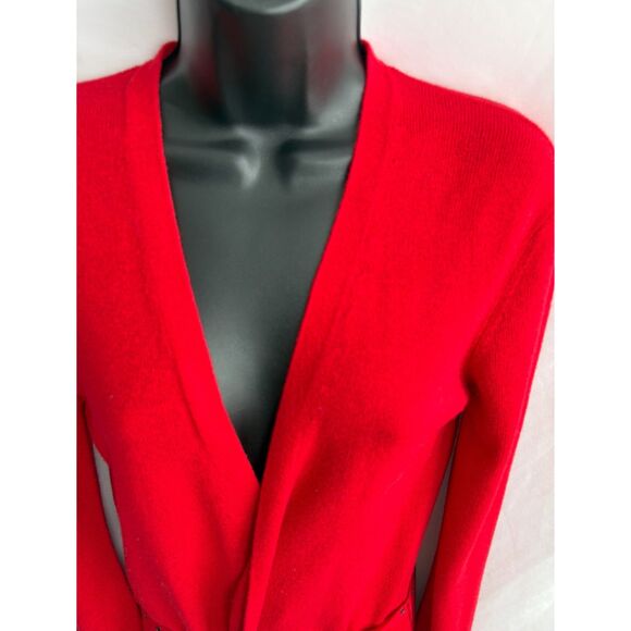 MNG Mango Red Sweater Knit Cardigan Artsy Size M Flowy Classic Closet Staple 90s - Picture 2 of 12